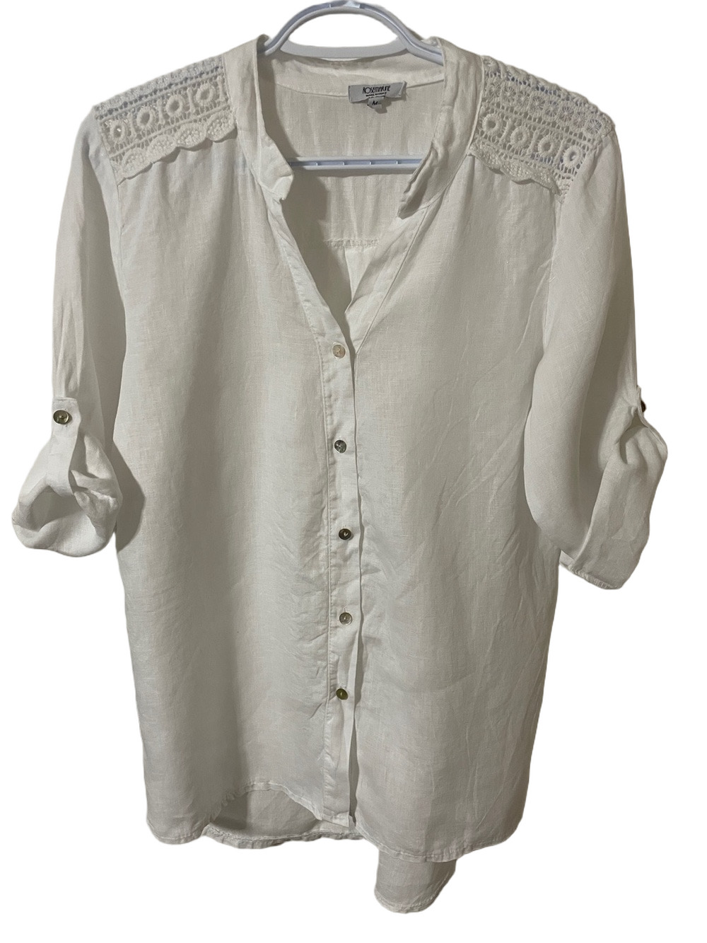 Rosemarie Made in Italy White Linen Shirt Size Medium